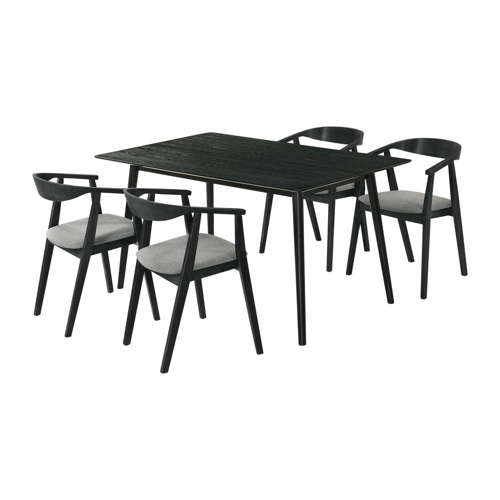 Westmont Santana 5 Piece Black Wood Dining Table Set with Charcoal Fabric. Picture 1