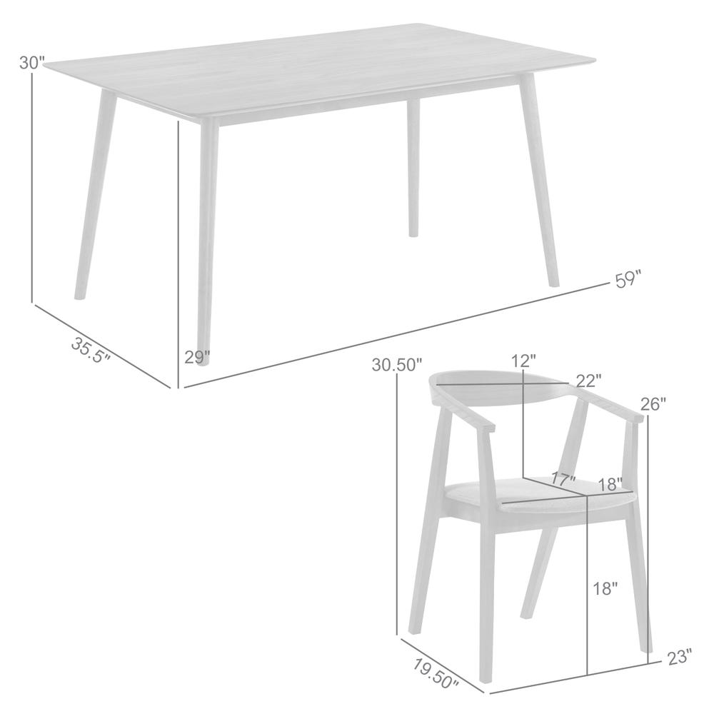 Westmont Santana 5 Piece Black Wood Dining Table Set with Charcoal Fabric. Picture 10