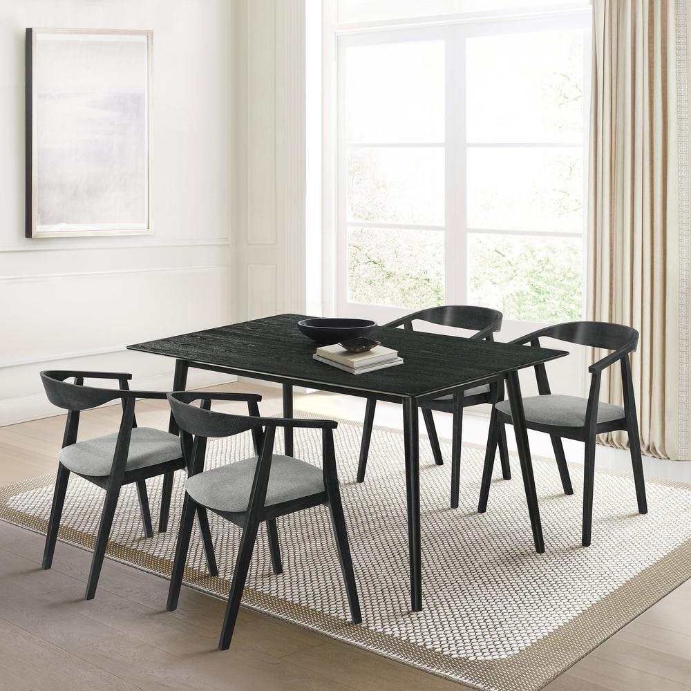 Westmont Santana 5 Piece Black Wood Dining Table Set with Charcoal Fabric. Picture 11