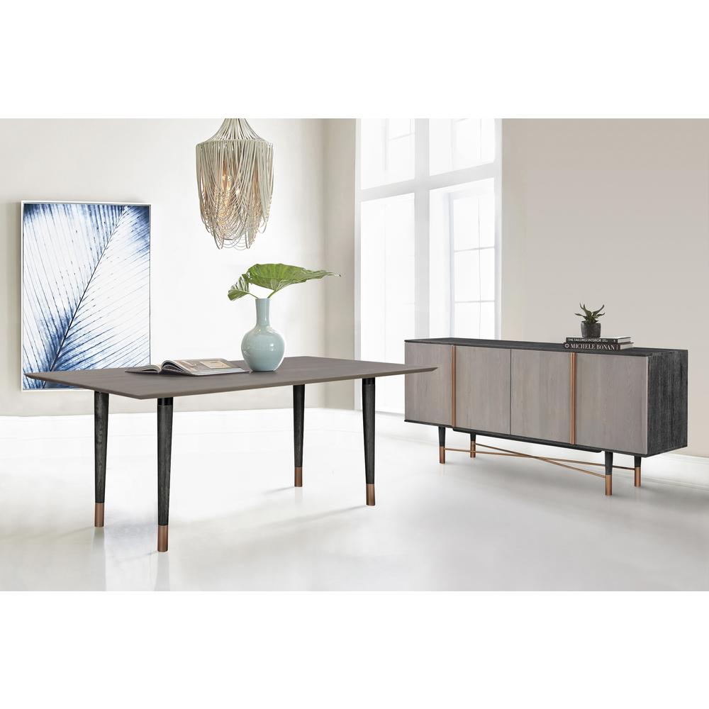 Turin Rustic 2 piece set with Dining Table and Sideboard in Black Brushed. Picture 7