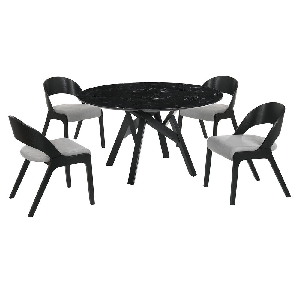 Venus Polly 5 Piece Black Dining Set. Picture 1