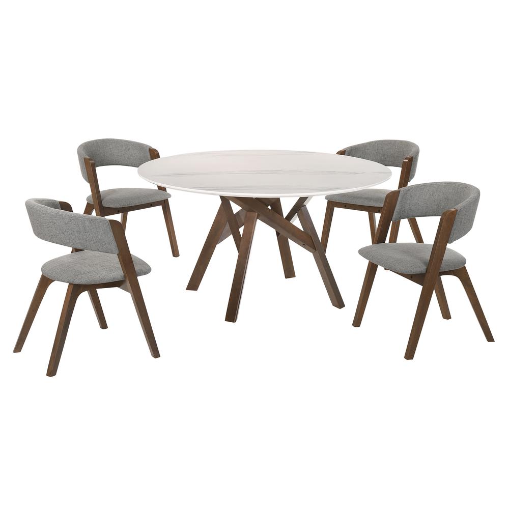 Venus Rowan 5 Piece Walnut Dining Set. Picture 1