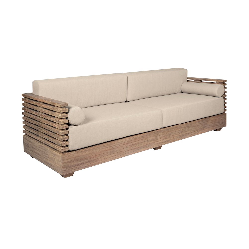 Outdoor Patio 4 Piece Conversation Set in Light Eucalyptus Wood. Picture 4