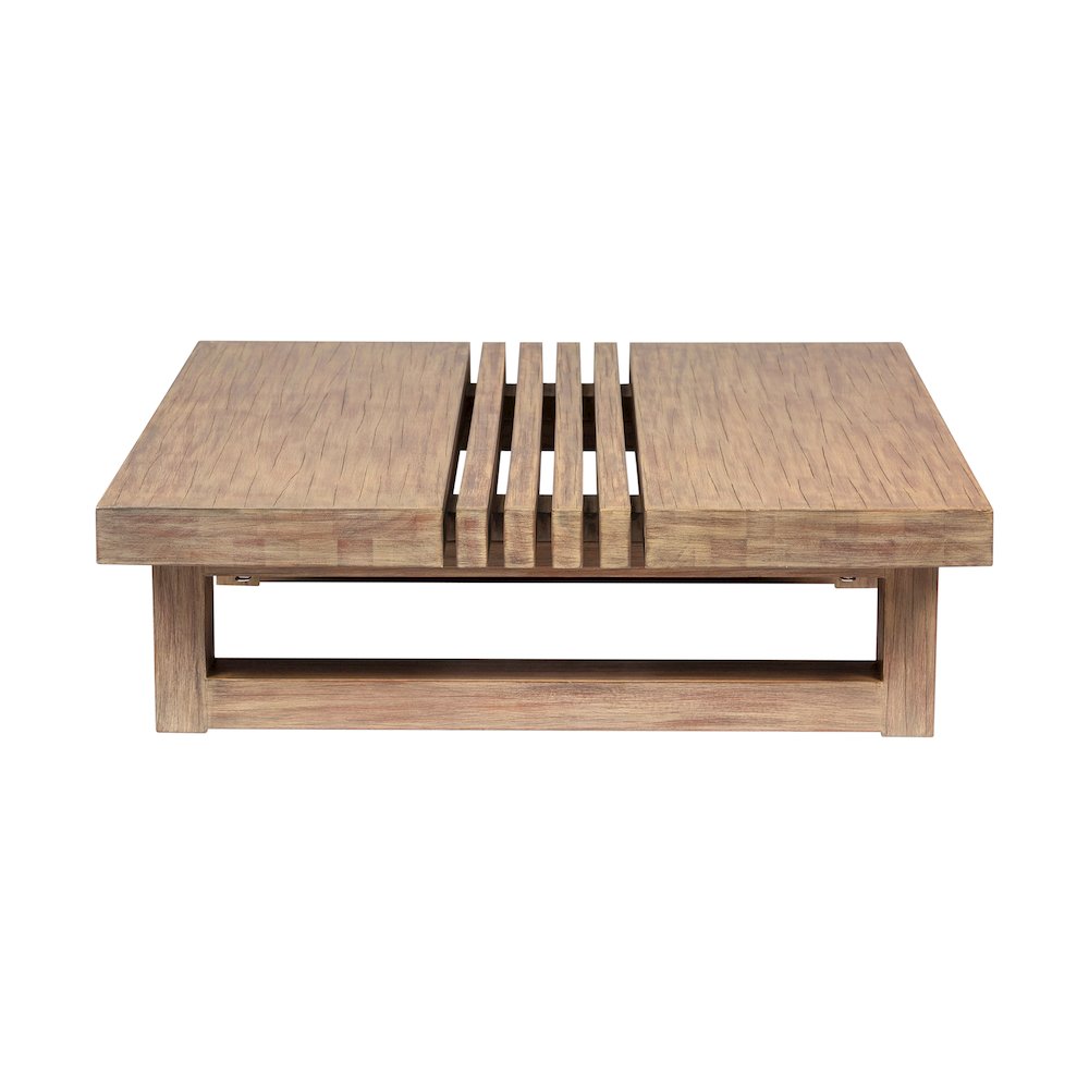 Outdoor Patio 4 Piece Conversation Set in Light Eucalyptus Wood. Picture 8