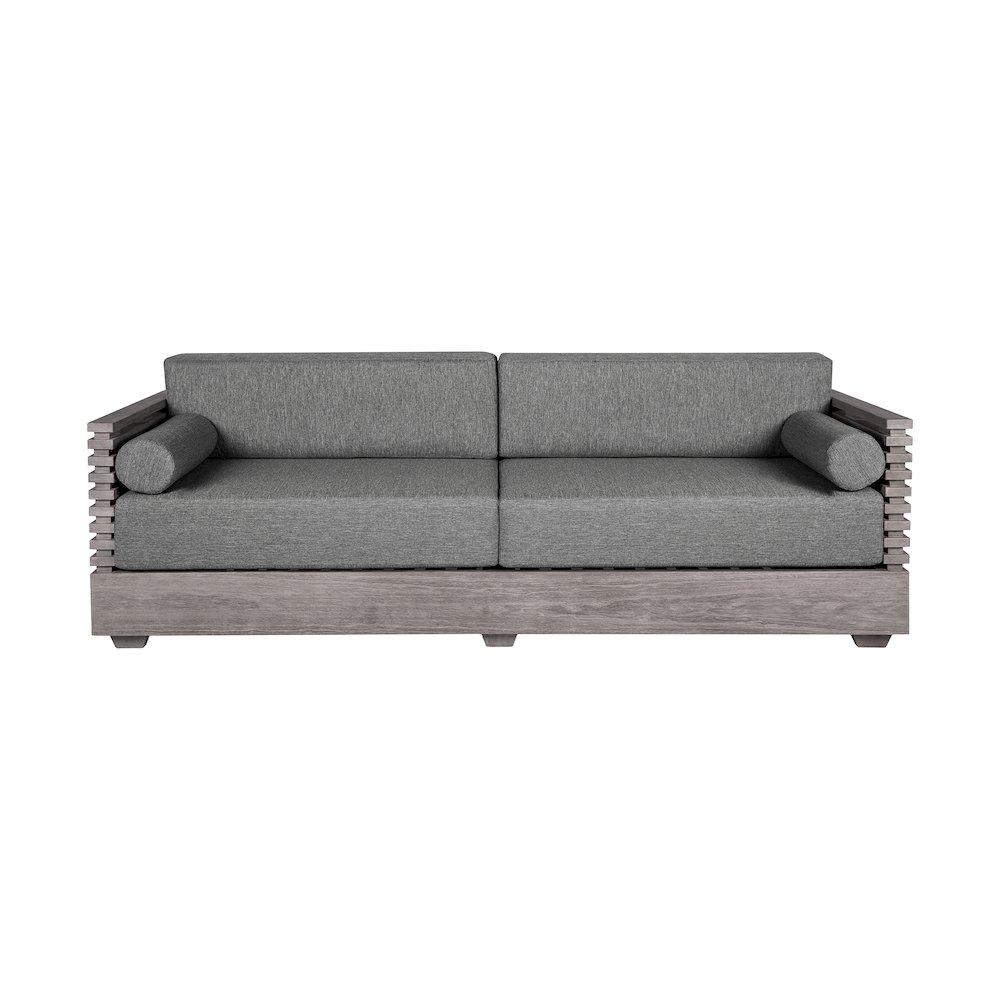 Outdoor Patio 4 Piece Conversation Set in Gray Eucalyptus Wood. Picture 3