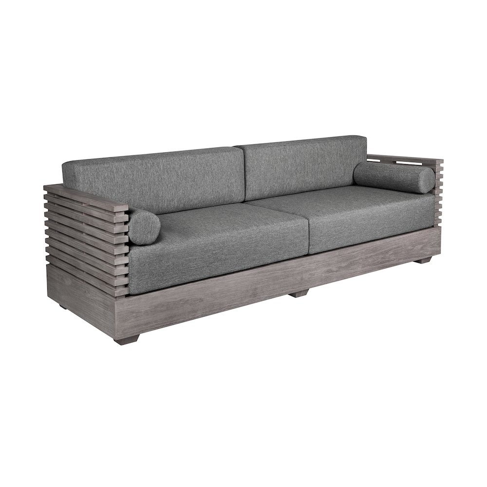 Outdoor Patio 4 Piece Conversation Set in Gray Eucalyptus Wood. Picture 4