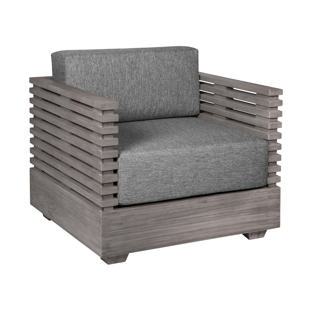 Outdoor Patio 4 Piece Conversation Set in Gray Eucalyptus Wood. Picture 5