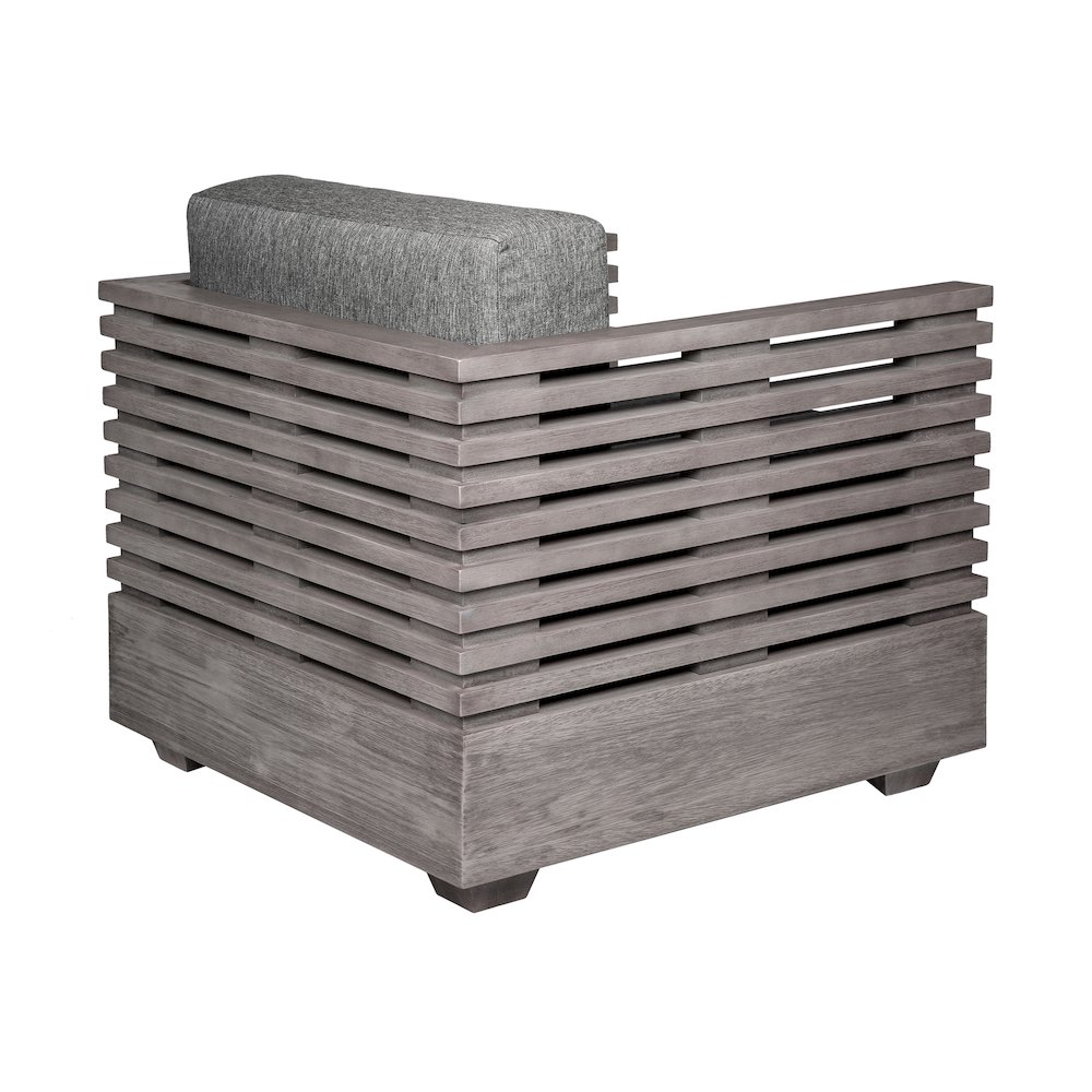 Outdoor Patio 4 Piece Conversation Set in Gray Eucalyptus Wood. Picture 6