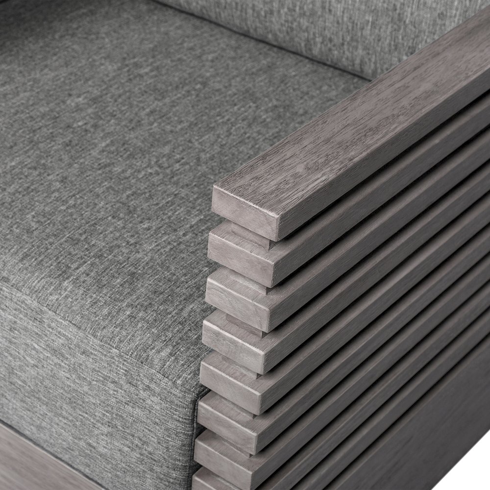 Outdoor Patio 4 Piece Conversation Set in Gray Eucalyptus Wood. Picture 9