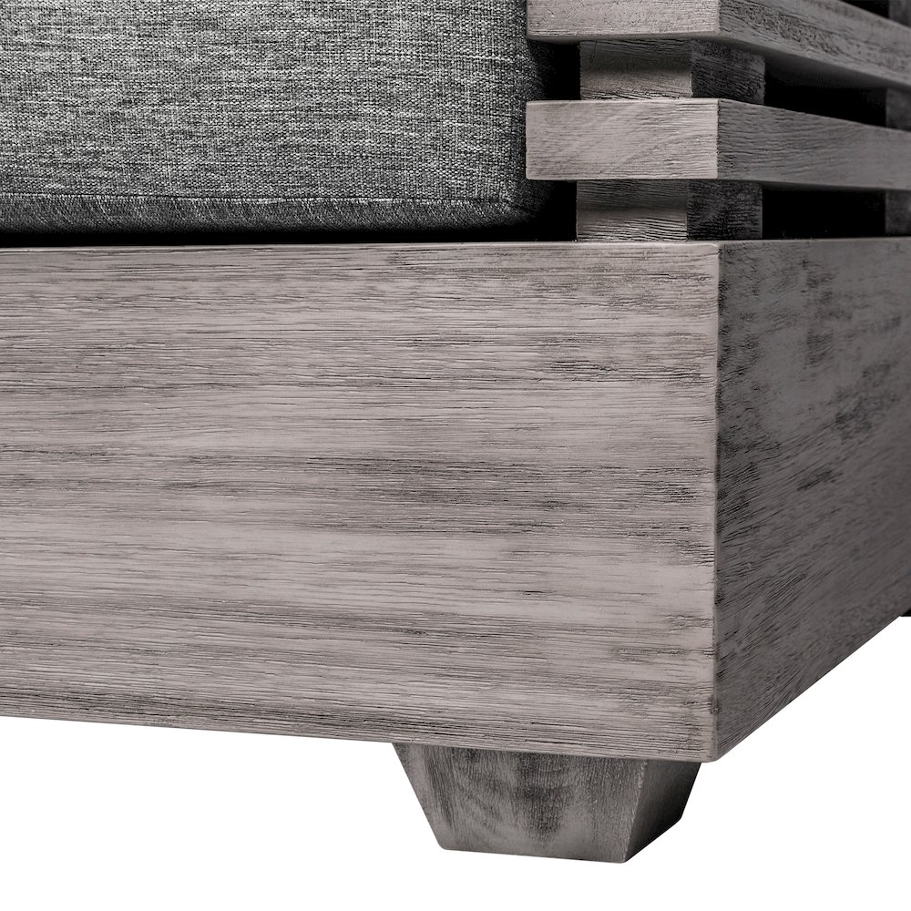 Outdoor Patio 4 Piece Conversation Set in Gray Eucalyptus Wood. Picture 10