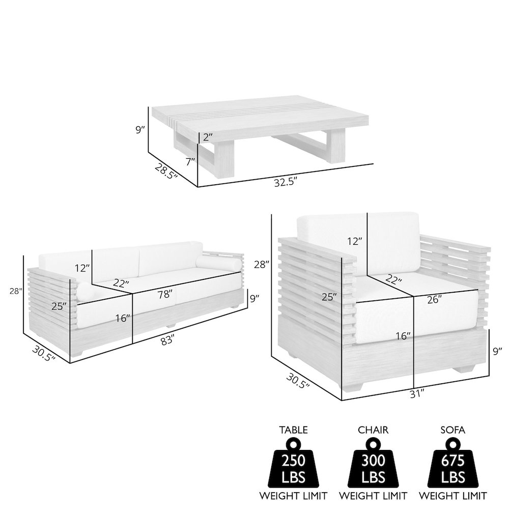 Outdoor Patio 4 Piece Conversation Set in Gray Eucalyptus Wood. Picture 12