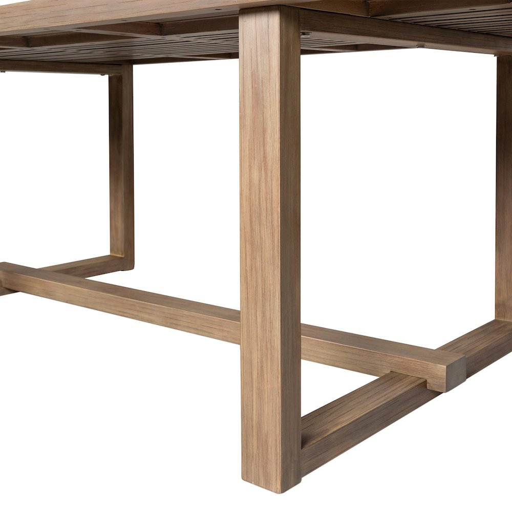 Vivid Outdoor Patio 5 Piece Dining Set in Light Eucalyptus Wood. Picture 10