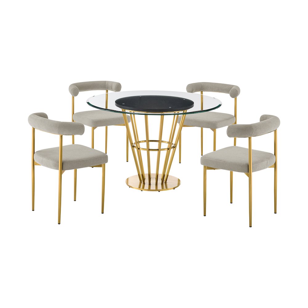Veronica Shannon 5 Piece Round Glass Dining Table Set. Picture 1