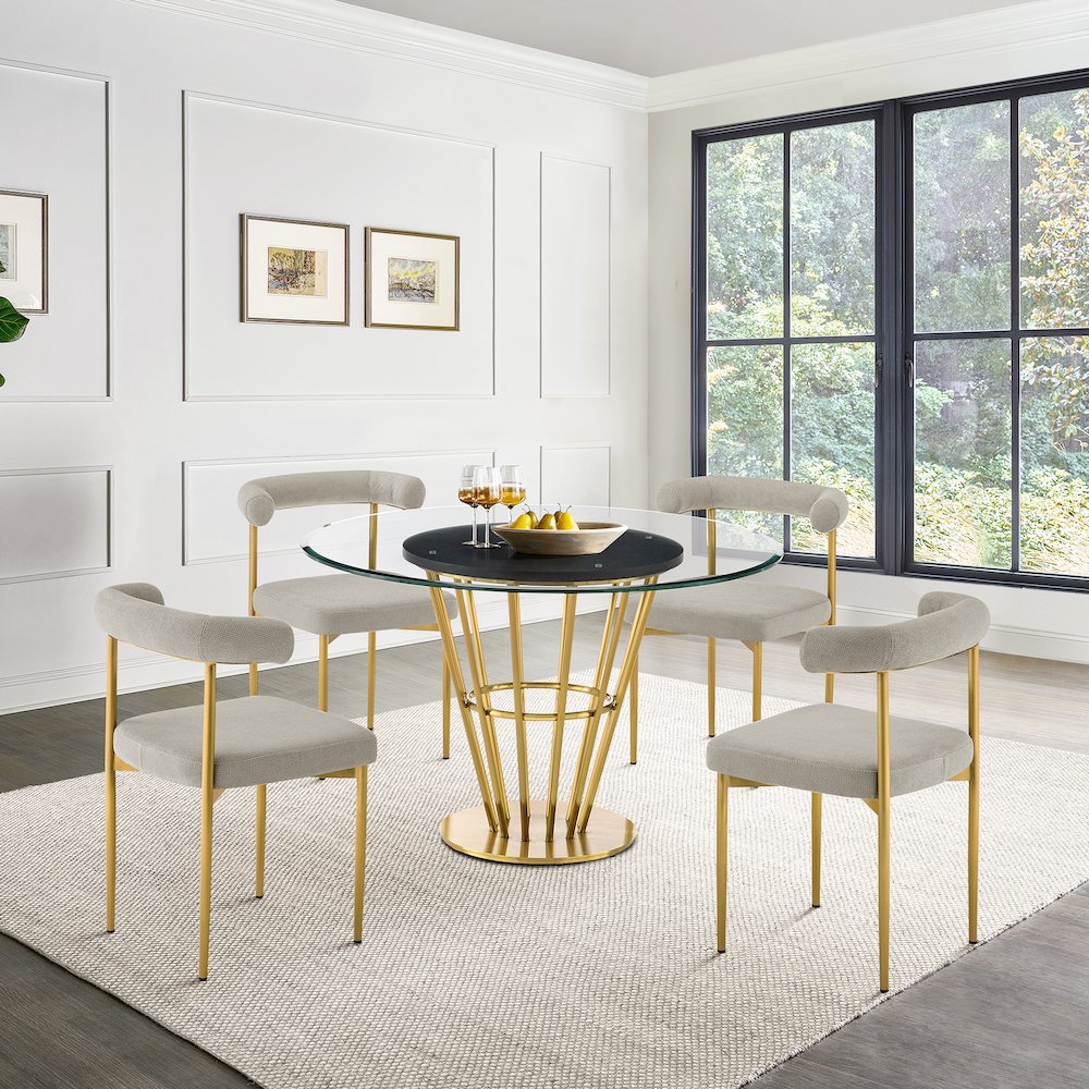 Veronica Shannon 5 Piece Round Glass Dining Table Set. Picture 10