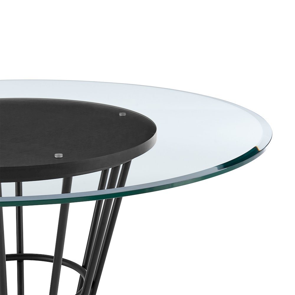 Veronica Shannon 5 Piece Round Glass Dining Table Set with Matte Black Iron. Picture 7