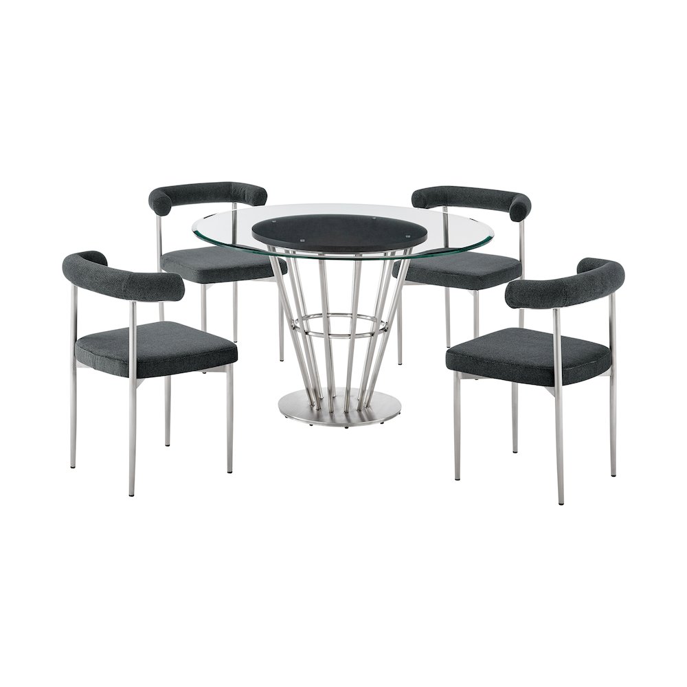 Veronica Shannon 5 Piece Round Glass Dining Table Set. Picture 1
