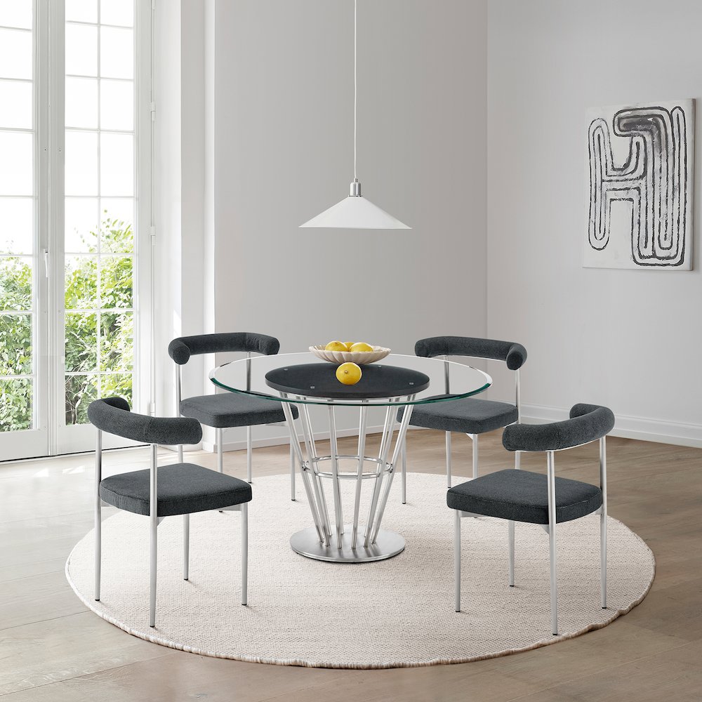 Veronica Shannon 5 Piece Round Glass Dining Table Set. Picture 10
