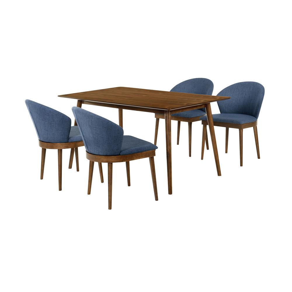 Westmont and Juno Blue and Walnut 5 Piece Dining Set. Picture 1