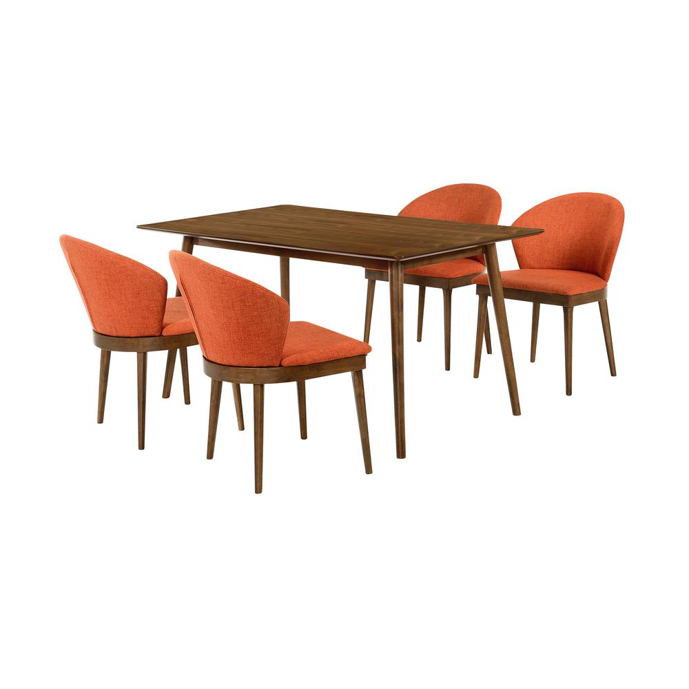 Westmont and Juno Orange and Walnut 5 Piece Dining Set. Picture 1