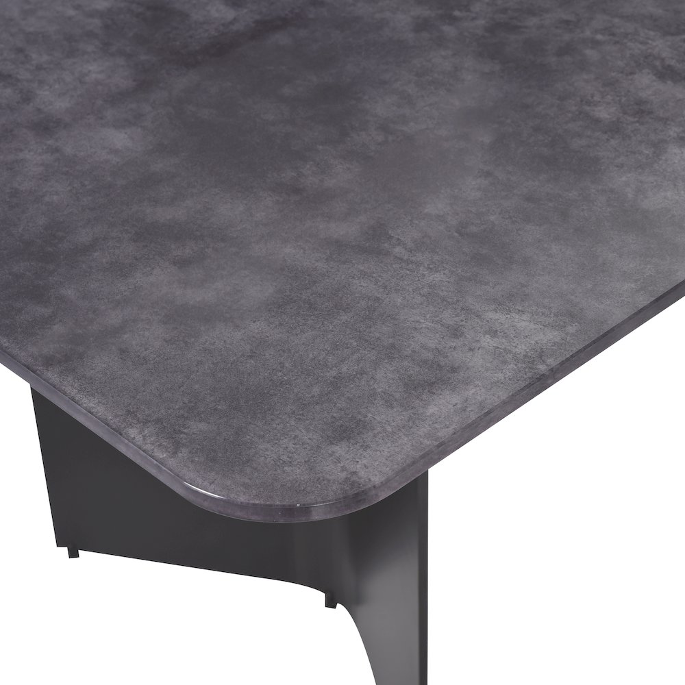Modern 7-Piece Dining Set with Gray Tempered Glass Tabletop and Plum Upholstery. Picture 4