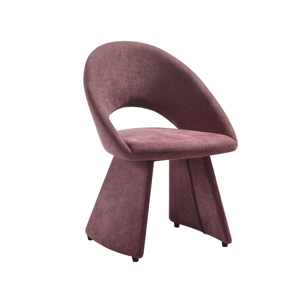 Modern 7-Piece Dining Set with Gray Tempered Glass Tabletop and Plum Upholstery. Picture 5