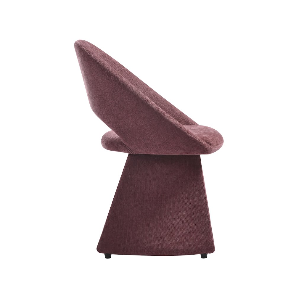 Modern 7-Piece Dining Set with Gray Tempered Glass Tabletop and Plum Upholstery. Picture 6