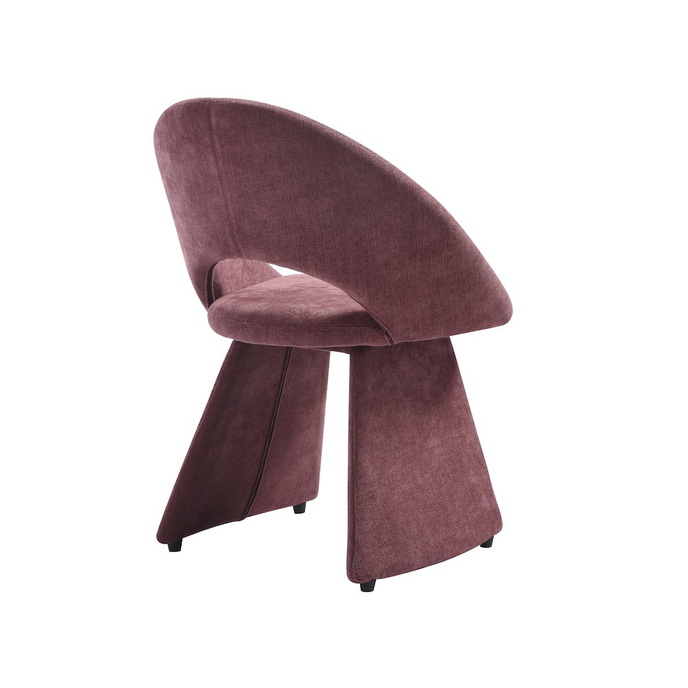 Modern 7-Piece Dining Set with Gray Tempered Glass Tabletop and Plum Upholstery. Picture 7