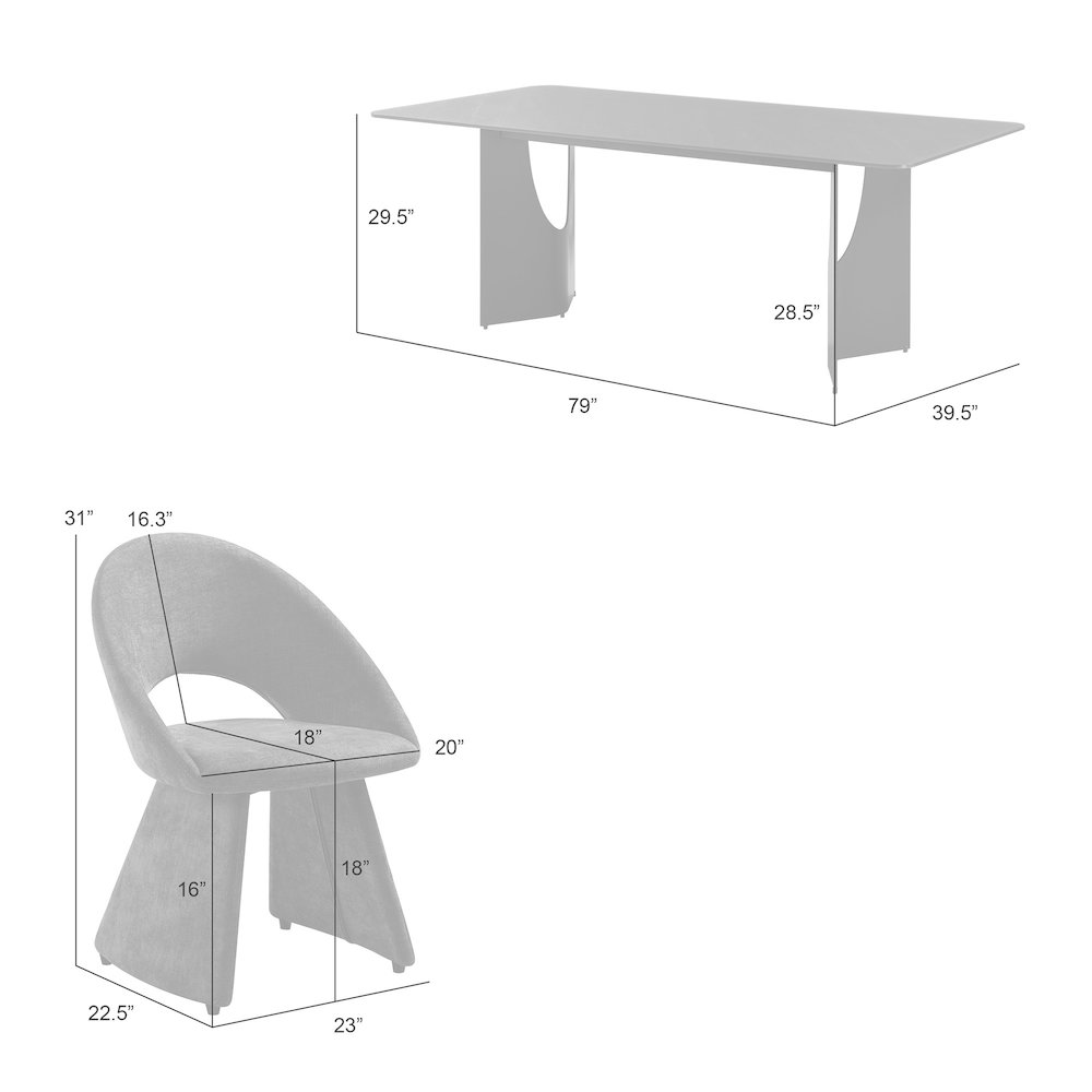 Modern 7-Piece Dining Set with Gray Tempered Glass Tabletop and Plum Upholstery. Picture 9