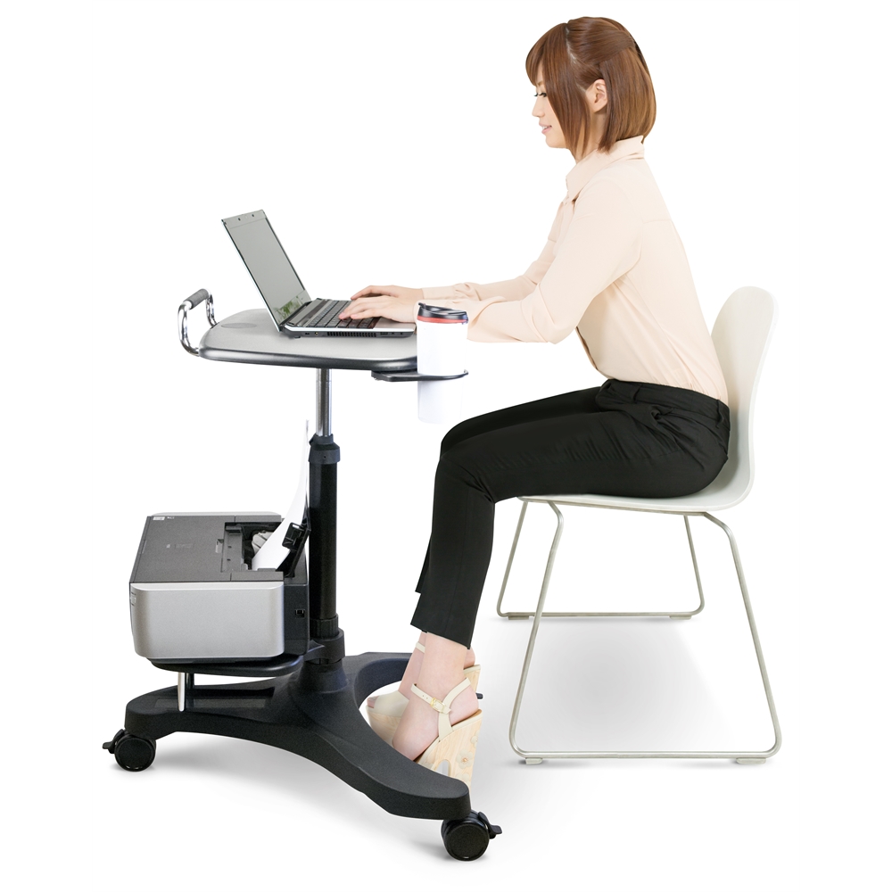 Sit/Stand Mobile Laptop Workstation w/Shelf. Picture 3
