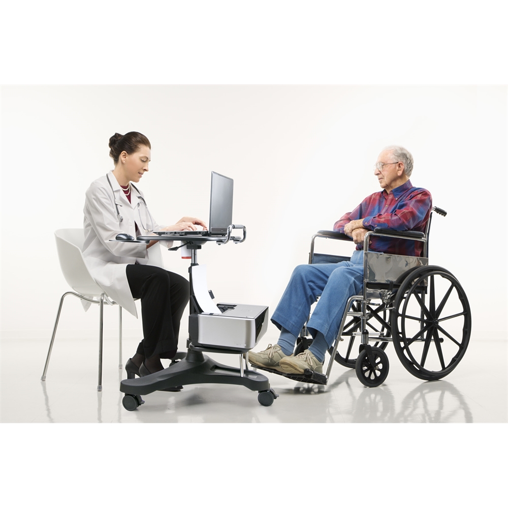 Sit/Stand Mobile Laptop Workstation w/Shelf. Picture 4