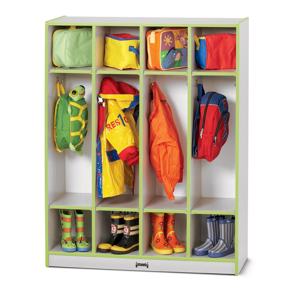 4 Section Coat Locker - Key Lime. Picture 1