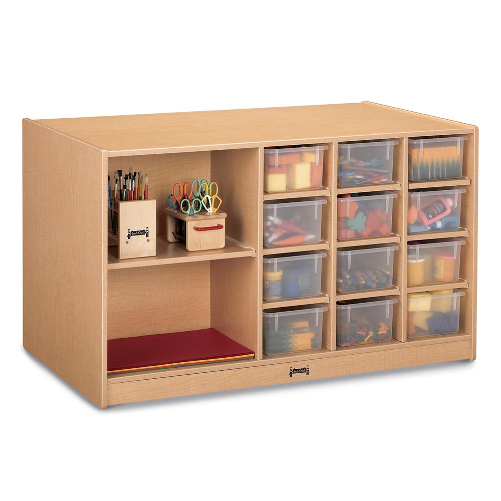 Mobile Storage Island, Clear Trays, 48w x 29d x 29-1/2h, Birch. Picture 2