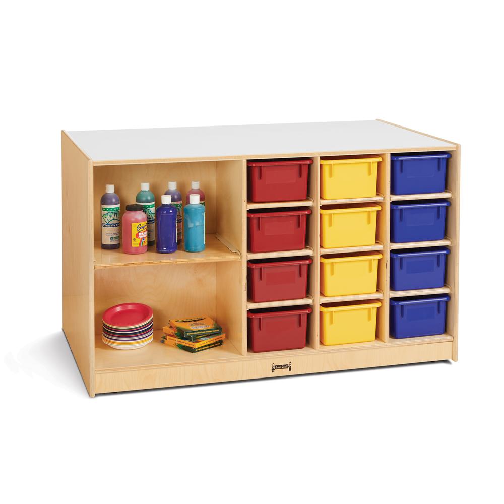 Mobile Storage Island, Clear Trays, 48w x 29d x 29-1/2h, Birch. Picture 4