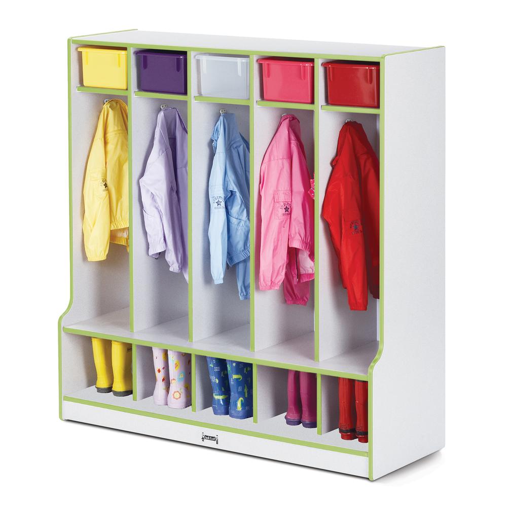 5 Section Coat Locker with Step. Picture 1
