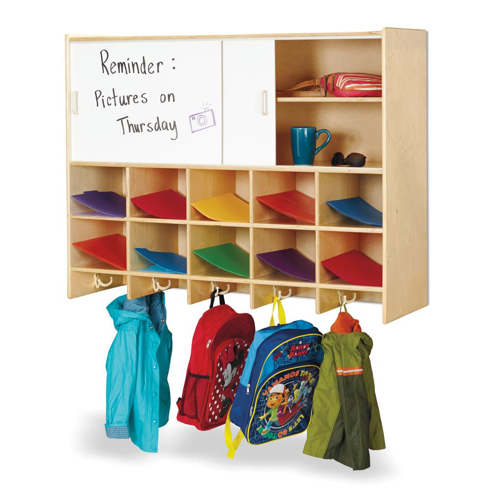10 Section Wall Mount Coat Locker with Storage – with Clear Cubbie-Trays. Picture 5