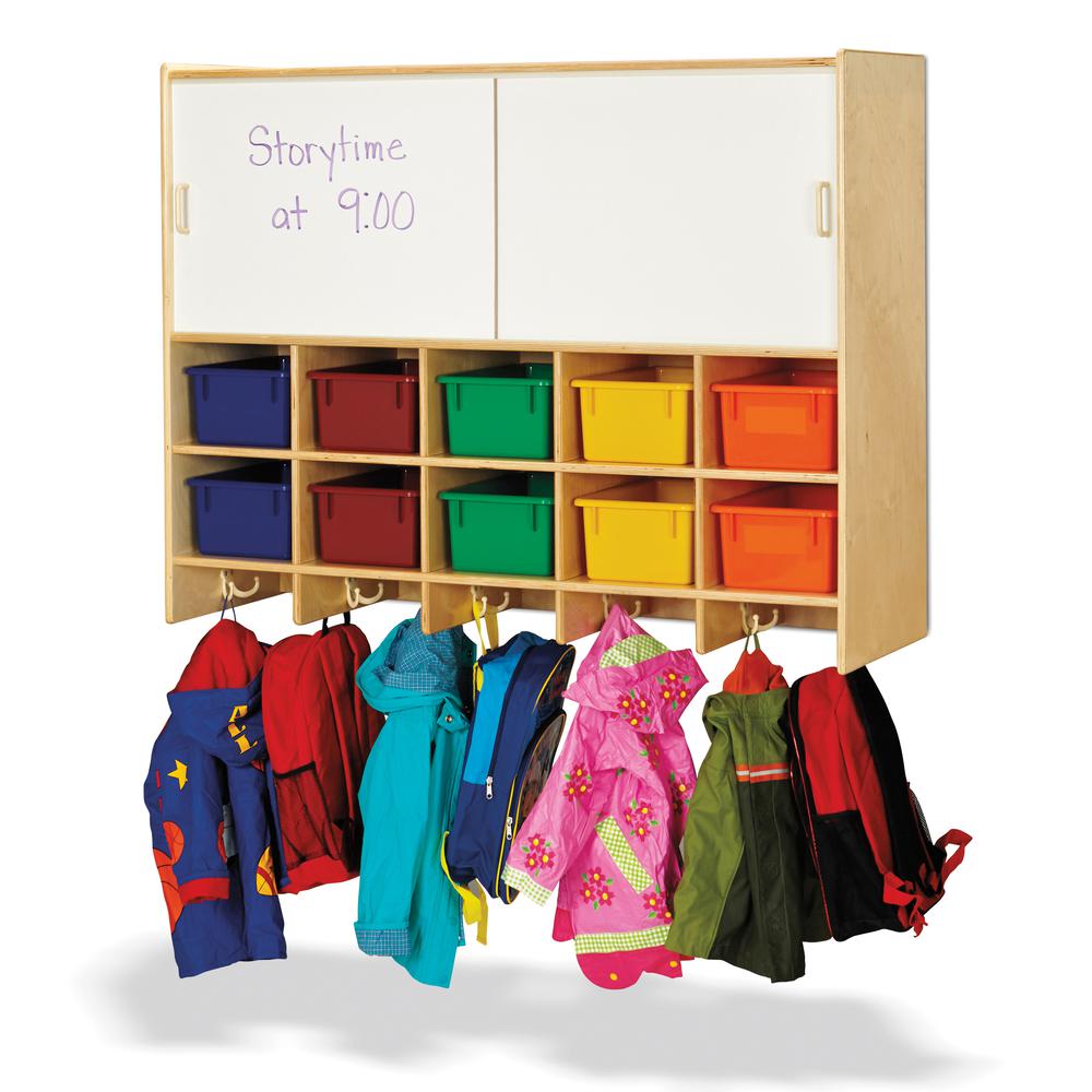 10 Section Wall Mount Coat Locker with Storage – with Clear Cubbie-Trays. Picture 4