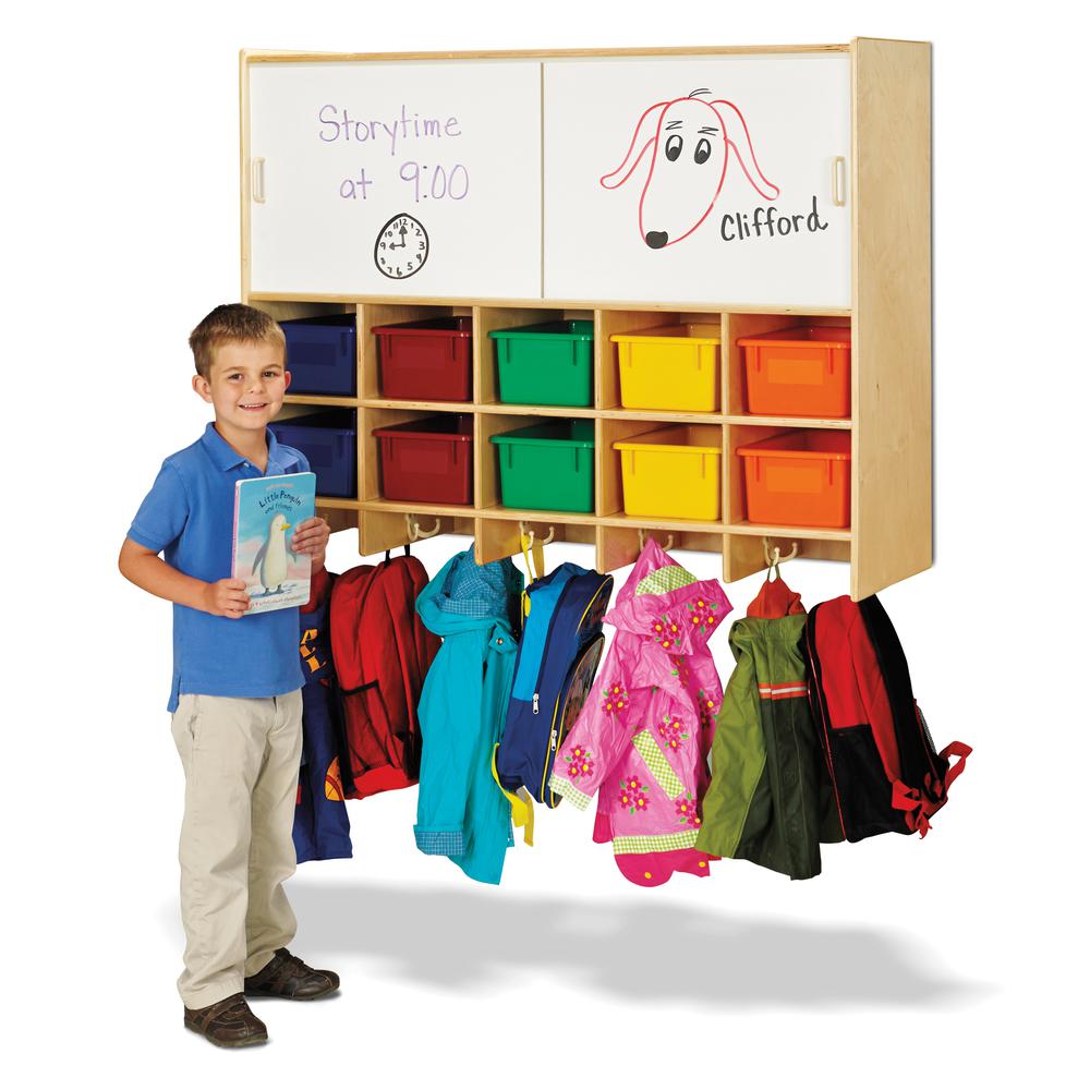 10 Section Wall Mount Coat Locker with Storage – with Clear Cubbie-Trays. Picture 3