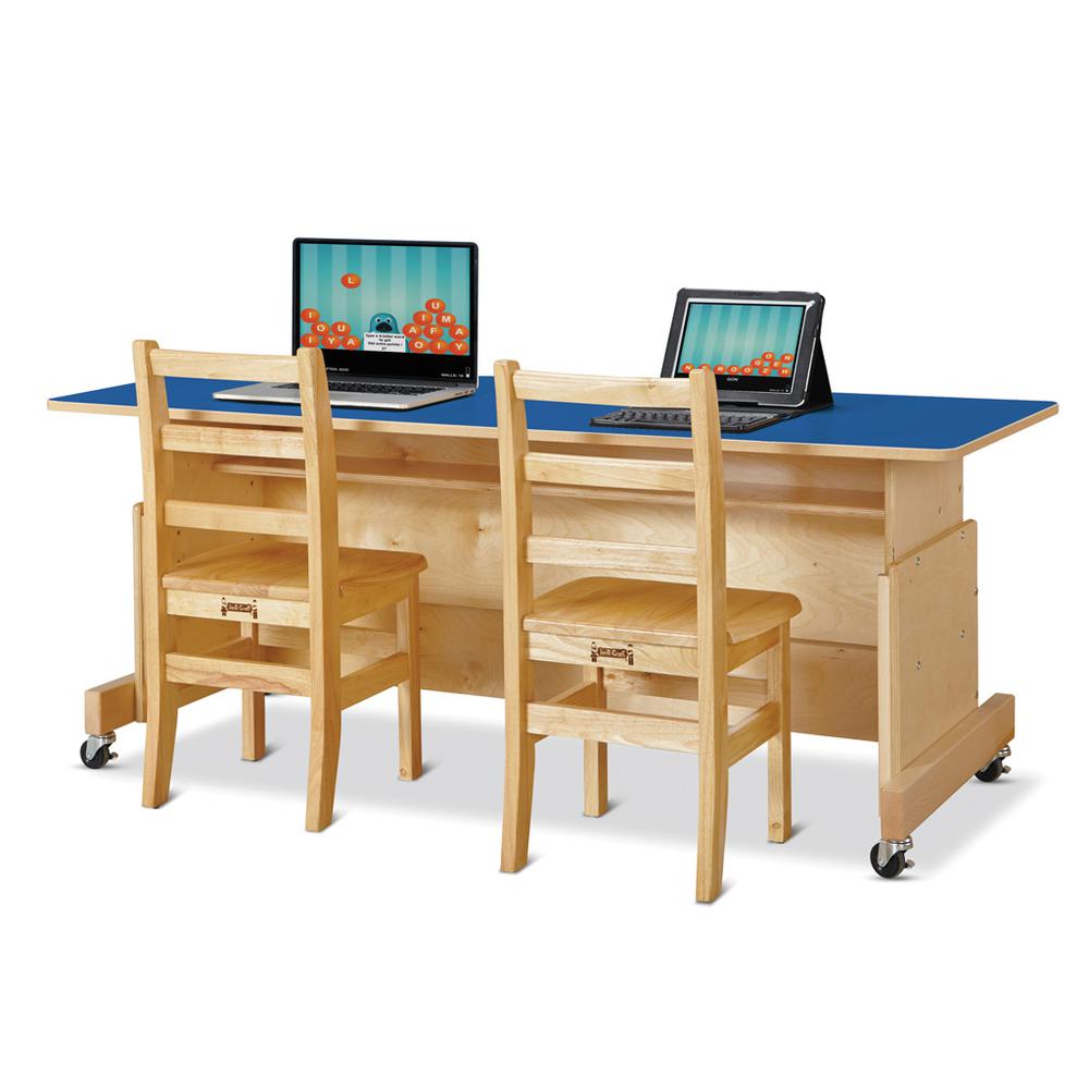 Apollo Double Computer Desk - White Top. Picture 3