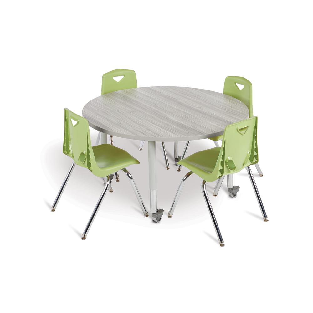 Berries® Round Activity Table - 48" Diameter, Mobile - Driftwood Gray/Gray/Gray. Picture 2
