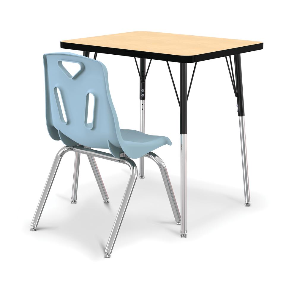 Berries® Rectangle Student Desk -  24" X 30", A-height - Maple/Black/Black. Picture 3