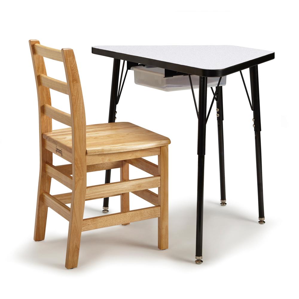 Tall Trapezoid Desk - Gray/Black/All Black. Picture 2