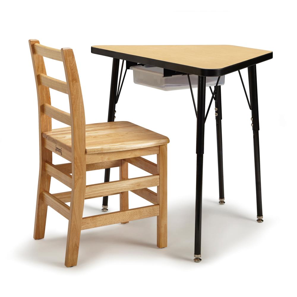 Tall Trapezoid Desk - Maple/Black/All Black. Picture 2