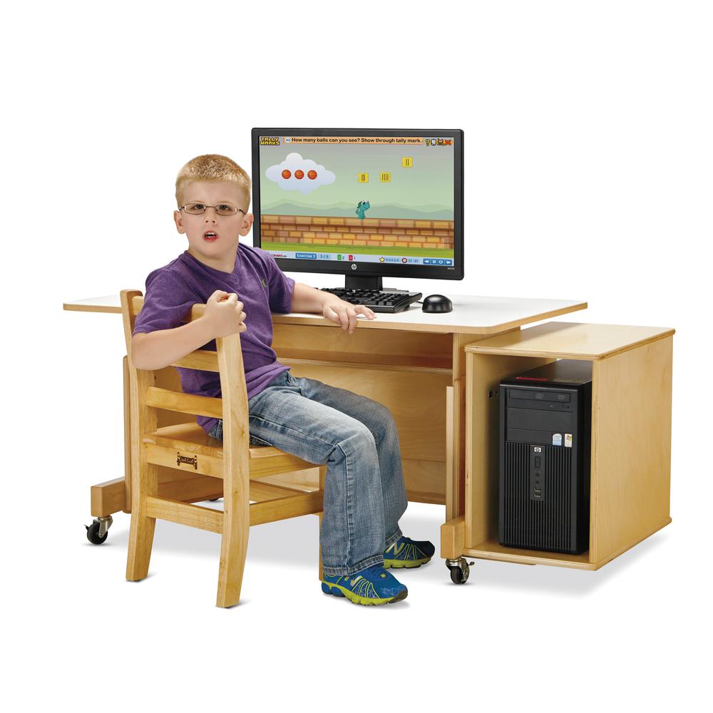 Apollo Double Computer Desk - Maple Top. Picture 7
