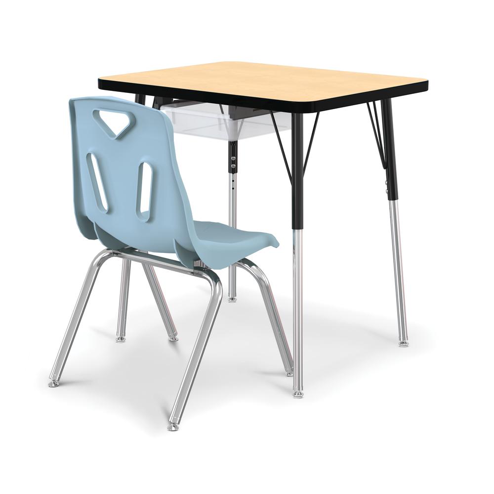 Berries® Rectangle Student Desk -  24" X 30", A-height - Maple/Black/Black. Picture 2