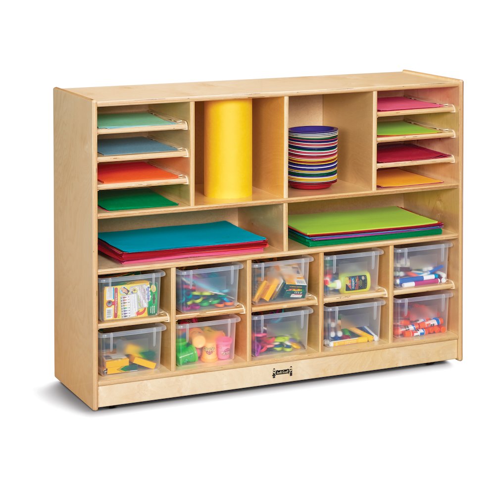 Jonti-Craft Deluxe Sectional Cubbie-Tray Mobile Unit - with Clear Trays. Picture 1