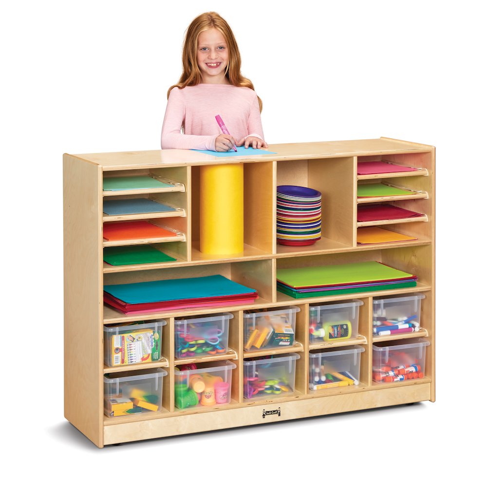 Jonti-Craft Deluxe Sectional Cubbie-Tray Mobile Unit - with Clear Trays. Picture 2