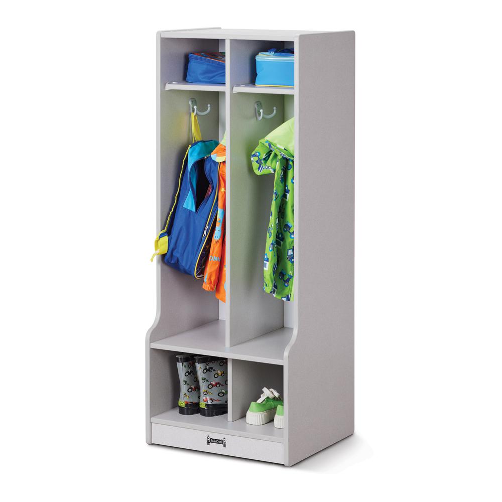 2 Section Coat Locker with Step. Picture 1