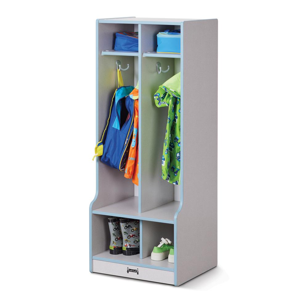 2 Section Coat Locker with Step. Picture 1