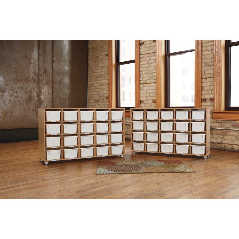 Jonti-Craft TrueModern 20-Cubbie Bins Storage - 20 Compartment(s) - 29.5" Height x 48.5" Width x 15" Depth - Durable, Rounded Corner, Yellowing Resistant - UV Acrylic - Baltic - Anodized Aluminum, Bal. Picture 4