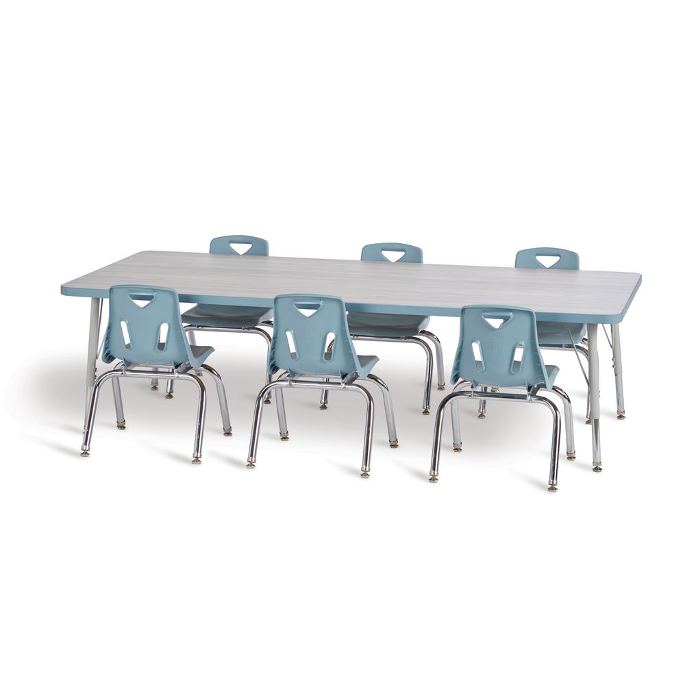 Berries® Rectangle Activity Table - 30" X 60", E-height - Driftwood Gray/Coastal Blue/Gray. Picture 2